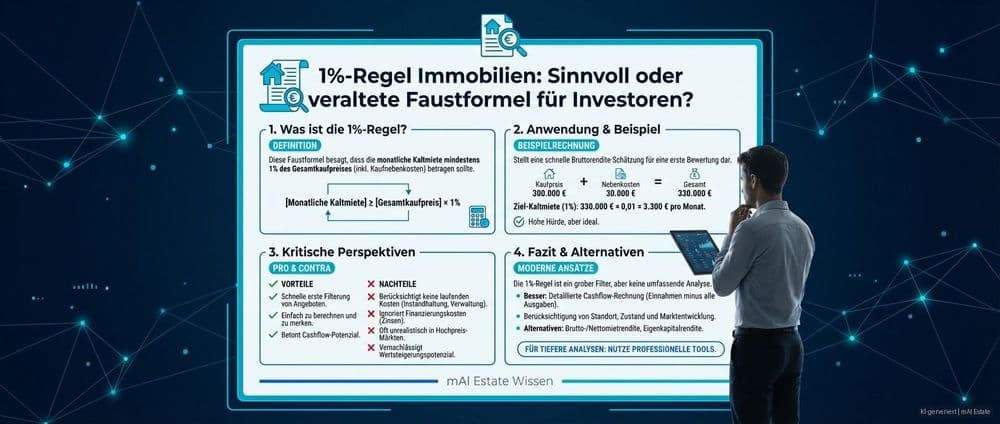 1%-Regel Immobilien: Sinnvoll oder veraltete Faustformel für Investoren? – Immobilienmarkt Deutschland | KI-generiert mAI Estate